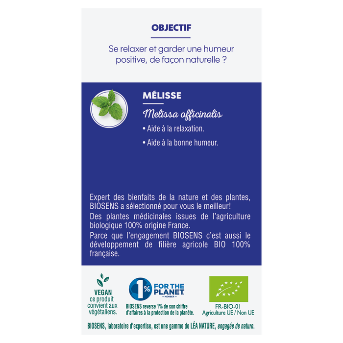 Boho Cosmetics Gélule Végétale Mélisse Relax - Biosens