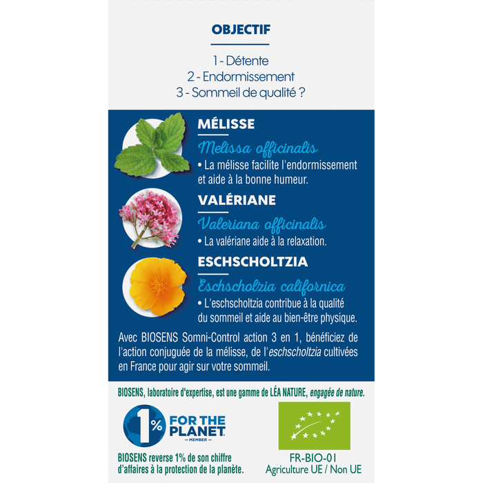 Boho Cosmetics Gélule Végétale Somni Control® - Action 3 En 1 - Biosens