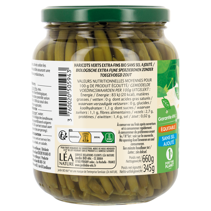 Boho Cosmetics Haricots Verts Extra-fins Bio Sans Epices Et Aromates Ajouté - Jardin Bio Étic