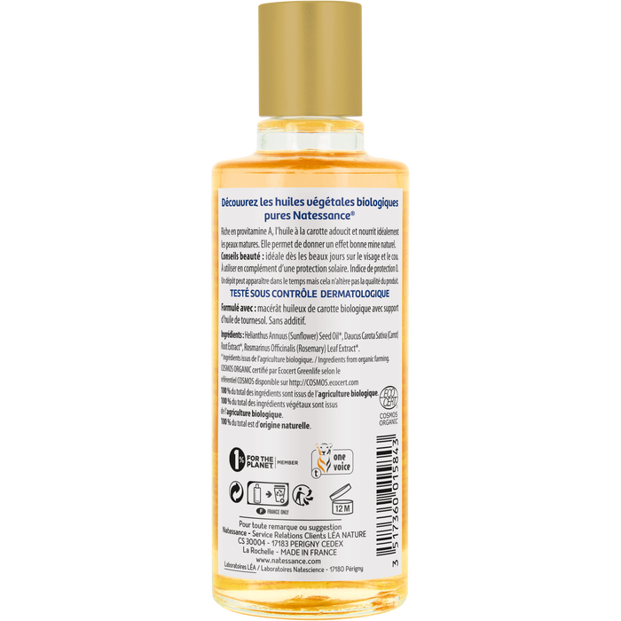 Boho Cosmetics Huile De Carotte Bio - Effet Bonne Mine - 100ml - Natessance