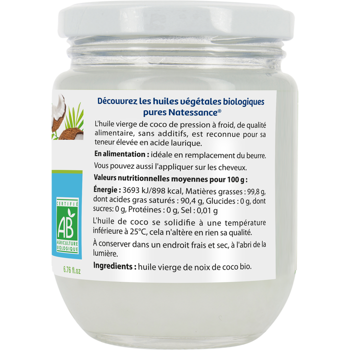 Boho Cosmetics Huile De Coco 100% Pure 200ml - NATESSANCE BIO