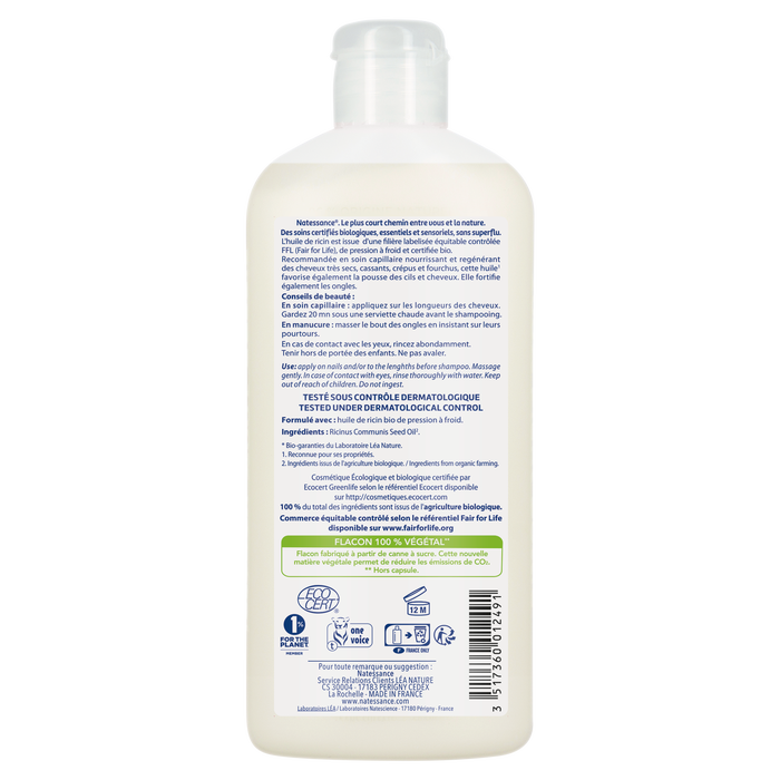 Boho Cosmetics Huile De Ricin Fortifiante Cheveux Et Ongles BIO - 250ml