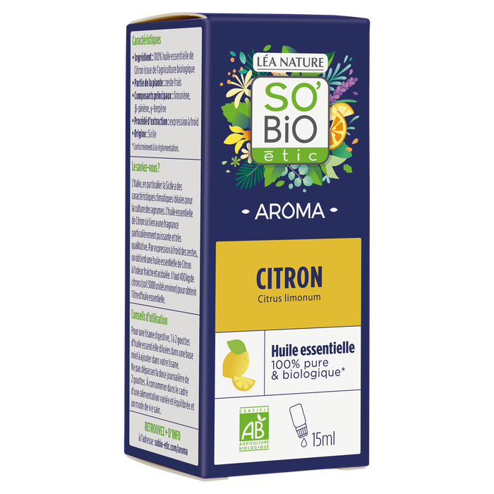 Boho Cosmetics Huile Essentielle Citron Bio - So'BiO étic