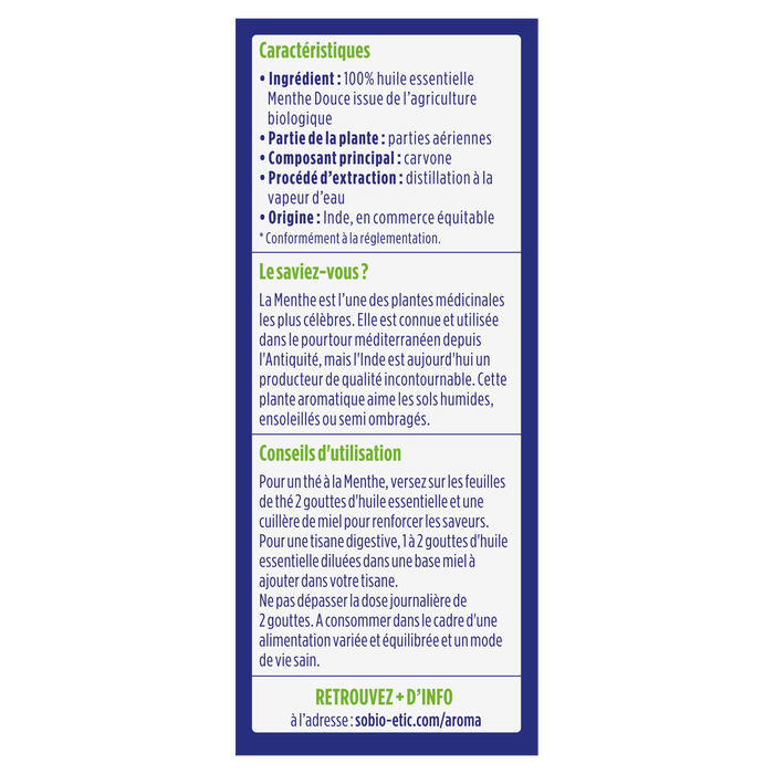 Boho Cosmetics Huile Essentielle Menthe Douce Bio - SO'BiO étic