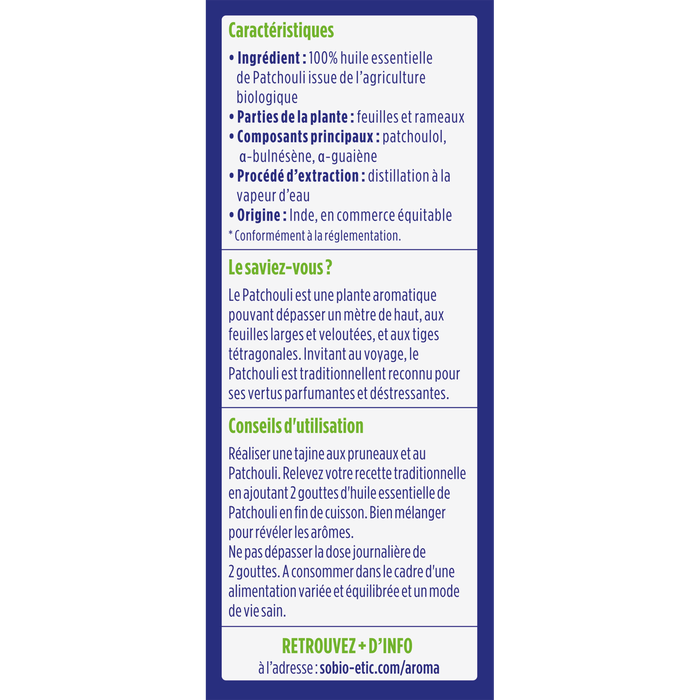 Boho Cosmetics Huile Essentielle Patchouli Bio - SO'BiO étic