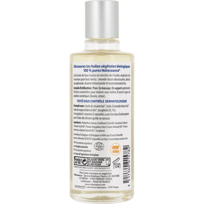 Boho Cosmetics Huile Neutre Bio - Massage Et Soin - 100ml - Natessance