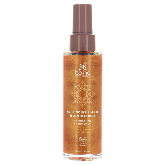 boho cosmetics Huile scintillante illuminatrice bio Gold Boho Green Skincare