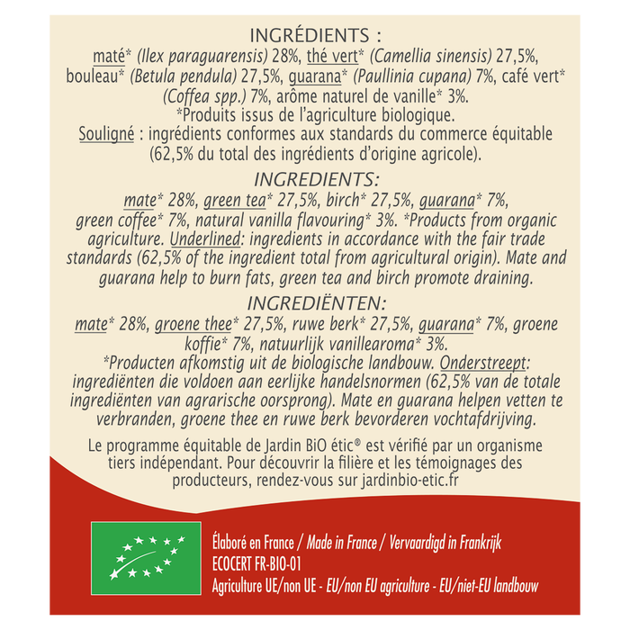 Boho Cosmetics Infusion Brûleur De Graisses Bio - Jardin Bio Étic