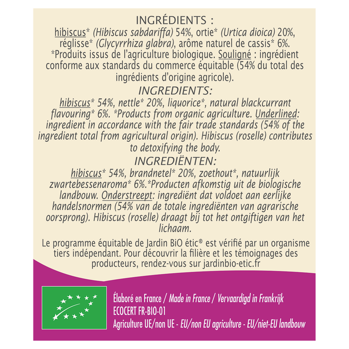 Boho Cosmetics Infusion Détox Fruitée Saveur Cassis - Jardin Bio Étic