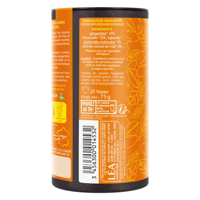 Boho Cosmetics Infusion Gingembre Citronnelle Saveur Miel Bio - Jardin Bio Étic