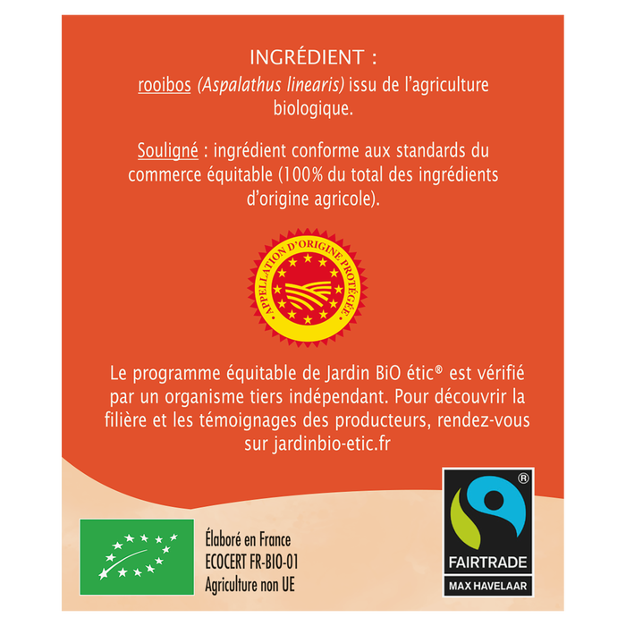 Boho Cosmetics Infusion Rooibos D'Afrique Du Sud Bio - Jardin BiO étic