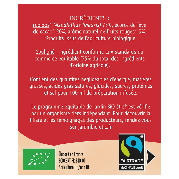 Boho Cosmetics Infusion Rooibos Fruits Rouges Cacao - Jardin BiO étic