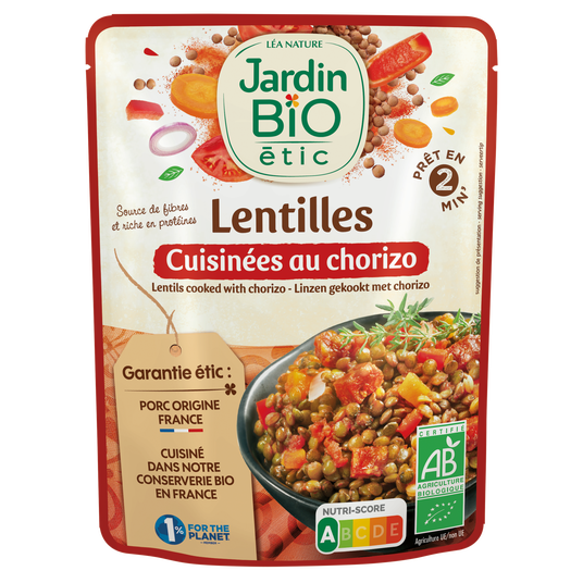 boho cosmetics Lentilles cuisinées au Chorizo bio - Jardin BiO étic