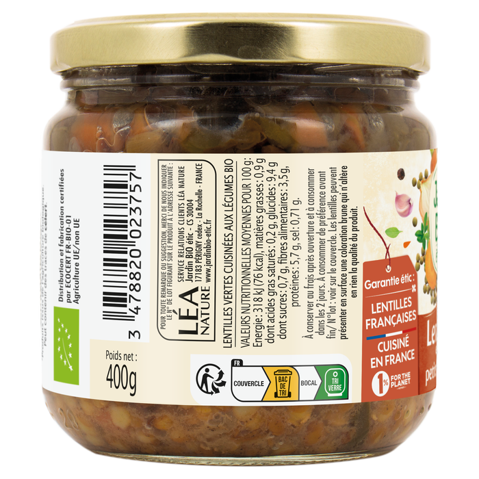 Boho Cosmetics Lentilles Cuisinées Légumes - Jardin Bio Étic