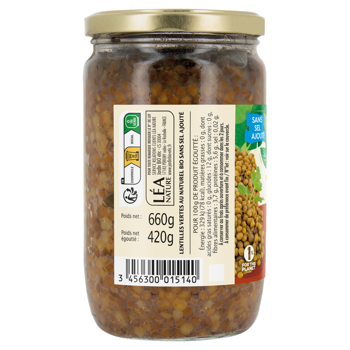 Boho Cosmetics Lentilles Vertes Au Naturel Sans Sel Ajouté 660g - Jardin BiO étic