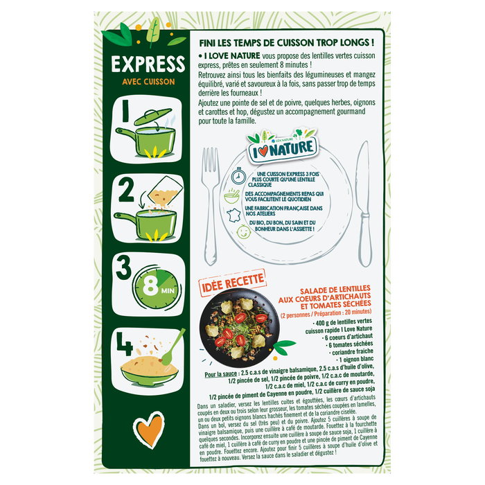 Boho Cosmetics Lentilles Vertes Précuites 300g - I Love Nature