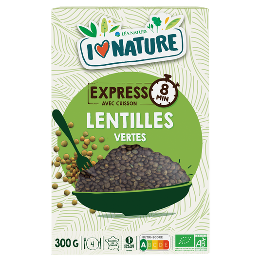 boho cosmetics Lentilles vertes précuites 300g - I Love Nature