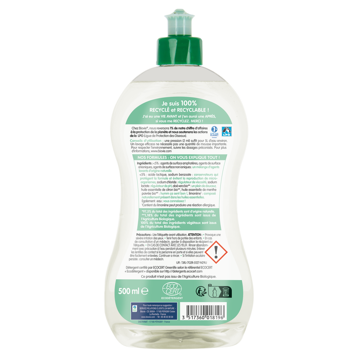 Boho Cosmetics Liquide Vaisselle Et Mains Aux Huiles Essentielles De Menthe Et Citron Bio - Biovie