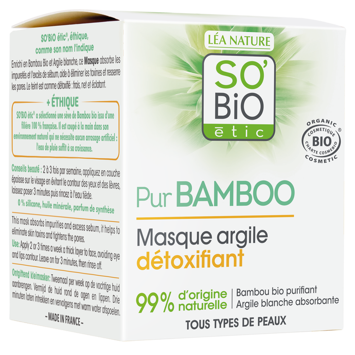 Boho Cosmetics Masque Argile Détoxifiant - Pur Bamboo - SO'BiO étic