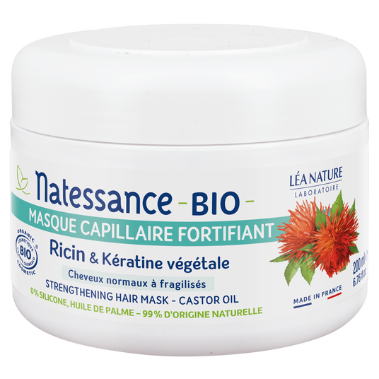 boho cosmetics Masque capillaire fortifiant Ricin Bio & Kératine végétale Natessance
