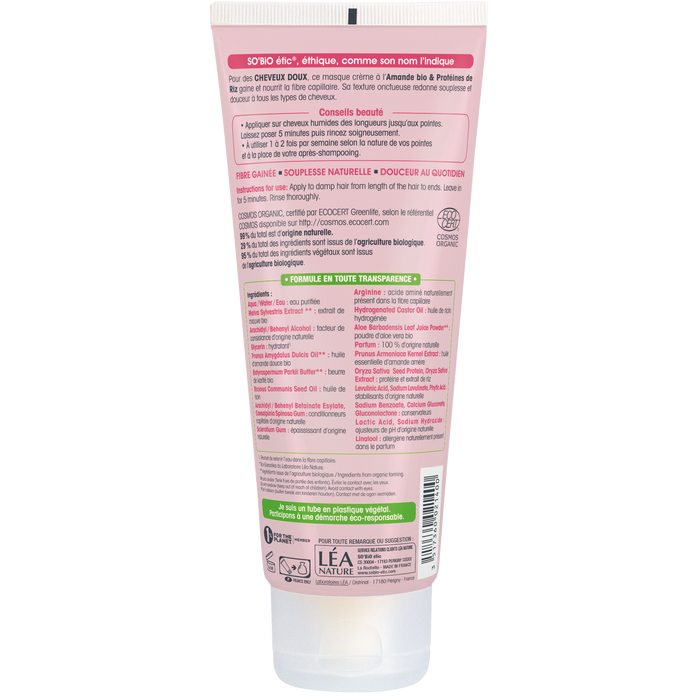 Boho Cosmetics Masque Crème Cheveux Doux Lait D'Amande Bio Et Protéines De Riz - SO'BiO étic