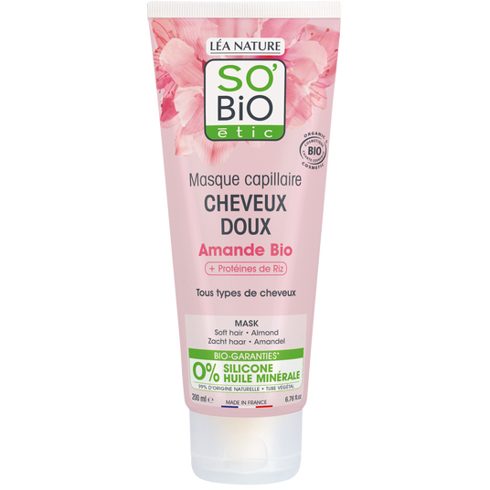 boho cosmetics Masque crème cheveux doux Lait d'Amande Bio et Protéines de riz - SO'BiO étic