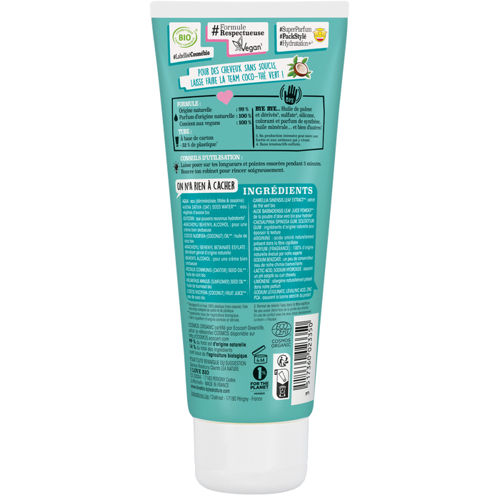 Boho Cosmetics Masque Pour Tous Les Cheveux à L'eau De Coco & Thé Vert 200ml - I Love Bio