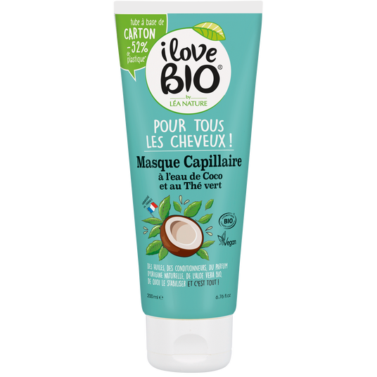 boho cosmetics Masque pour tous les cheveux à l'eau de Coco & Thé vert 200ml - I Love Bio
