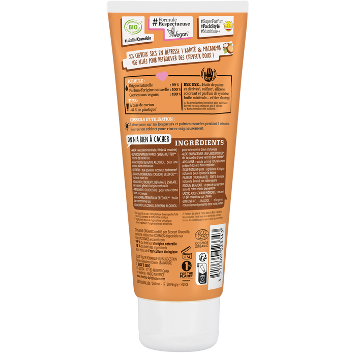 Boho Cosmetics Masque SOS Cheveux Secs à L'huile De Macadamia & Beurre De Karité 200ml - I Love Bio
