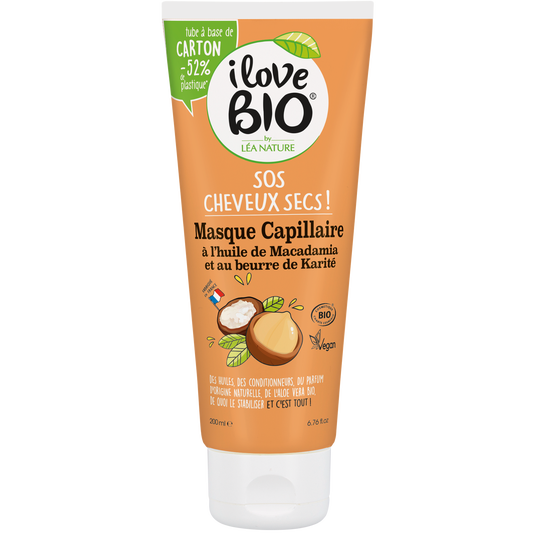 boho cosmetics Masque SOS Cheveux Secs à l'huile de Macadamia & beurre de Karité 200ml - I Love Bio