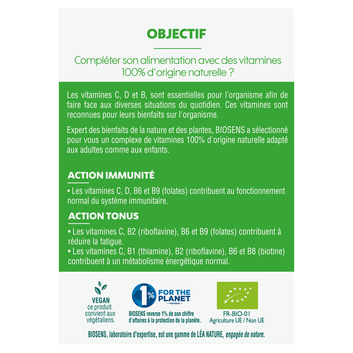 Boho Cosmetics Multi-Vitamines De Plantes Algues Levure- Biosens