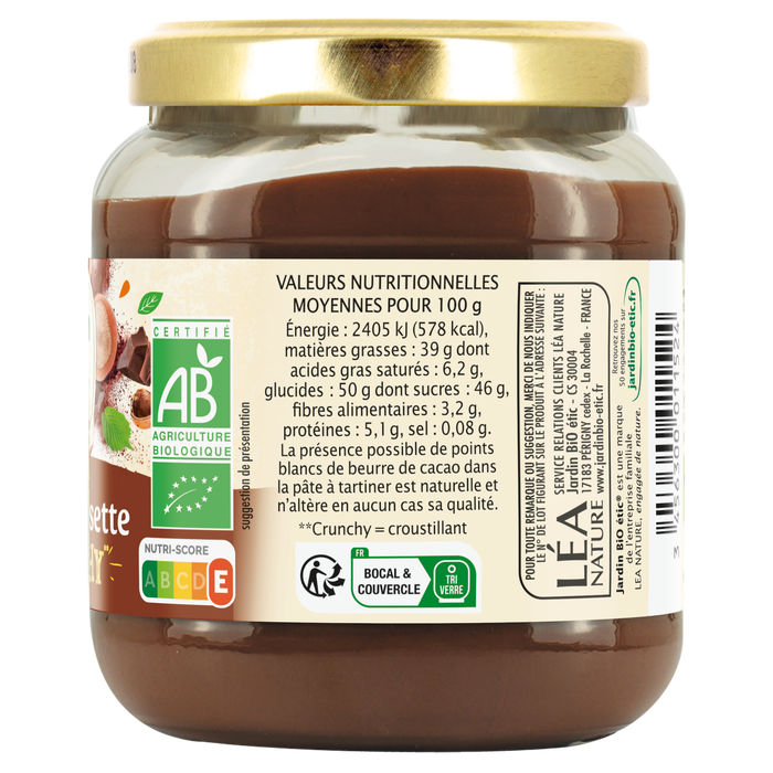 Boho Cosmetics Pâte à Tartiner Chocolat 15% Noisette Crunchy - Jardin Bio Étic