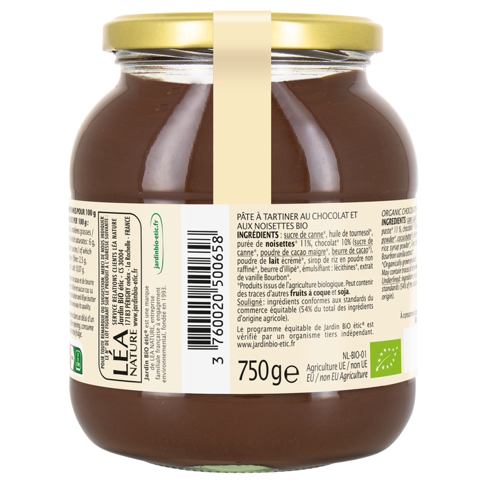 Boho Cosmetics Pâte à Tartiner Chocolat Noisette 750g - Jardin Bio Étic