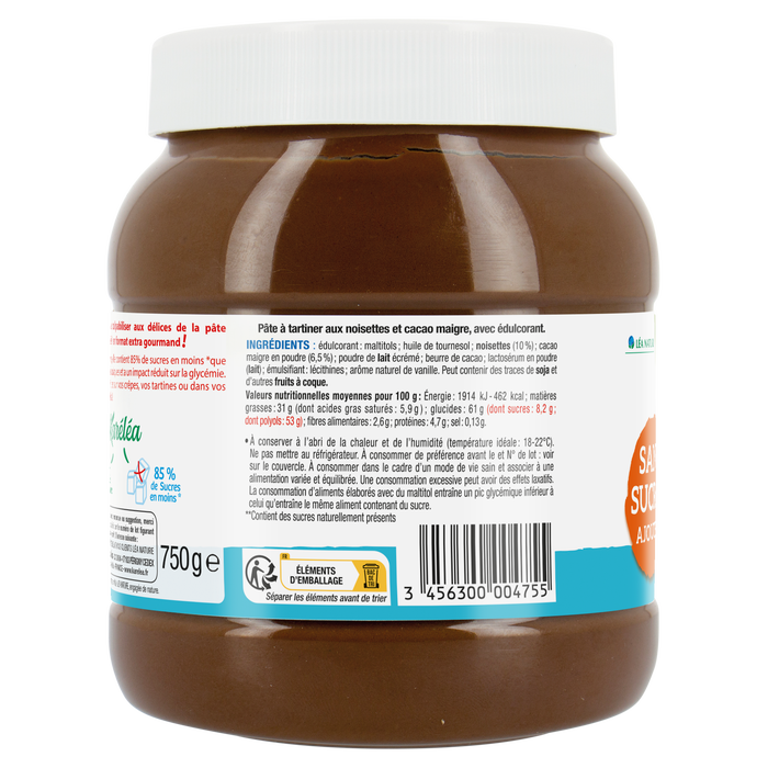 Boho Cosmetics Pâte à Tartiner Noisettes Cacao Sans Sucres Ajoutés 750g