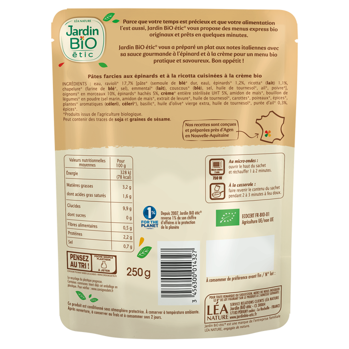 Boho Cosmetics Ravioli Epinard Et Ricotta Bio - Jardin Bio Étic