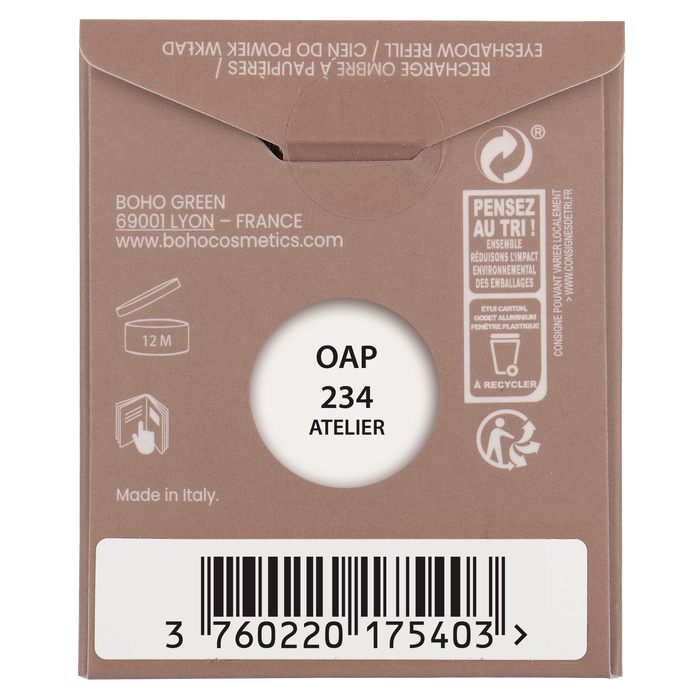 Boho Cosmetics Recharge Ombre à Paupières Bio Gypsy Palette Bohemian Artist 234 Atelier