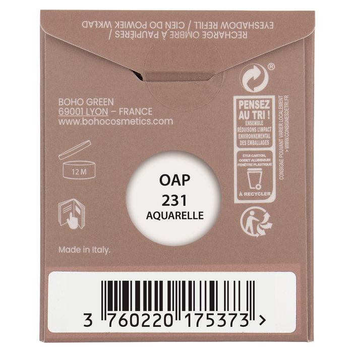 Boho Cosmetics Recharge Ombre à Paupières Bio Gypsy Palette Bohemian Artist 231 Aquarelle