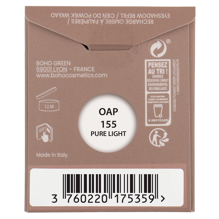 Boho Cosmetics Recharge Ombre à Paupières Bio Gypsy Palette Bohemian Artist 155 Pure Light