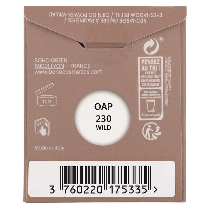 Boho Cosmetics Recharge Ombre à Paupières Bio Gypsy Palette Travel 230 Wild