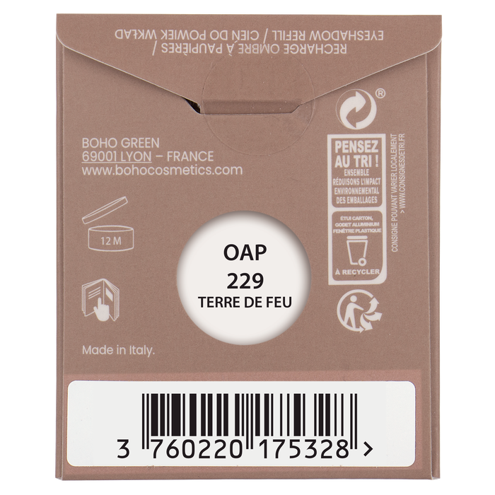 Boho Cosmetics Recharge Ombre à Paupières Bio Gypsy Palette Travel 229 Terre De Feu