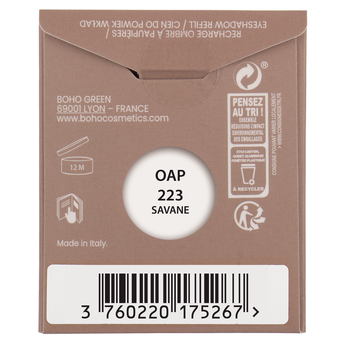 Boho Cosmetics Recharge Ombre à Paupières Bio Gypsy Palette Travel 223 Savane