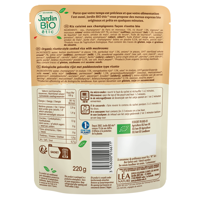 Boho Cosmetics Risotto Champignons Et Parmesan Bio - Jardin BiO étic