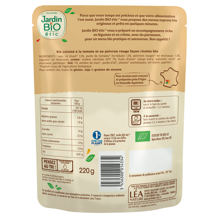 Boho Cosmetics Risotto Tomate Et Poivron Rouge Bio - Jardin Bio Étic