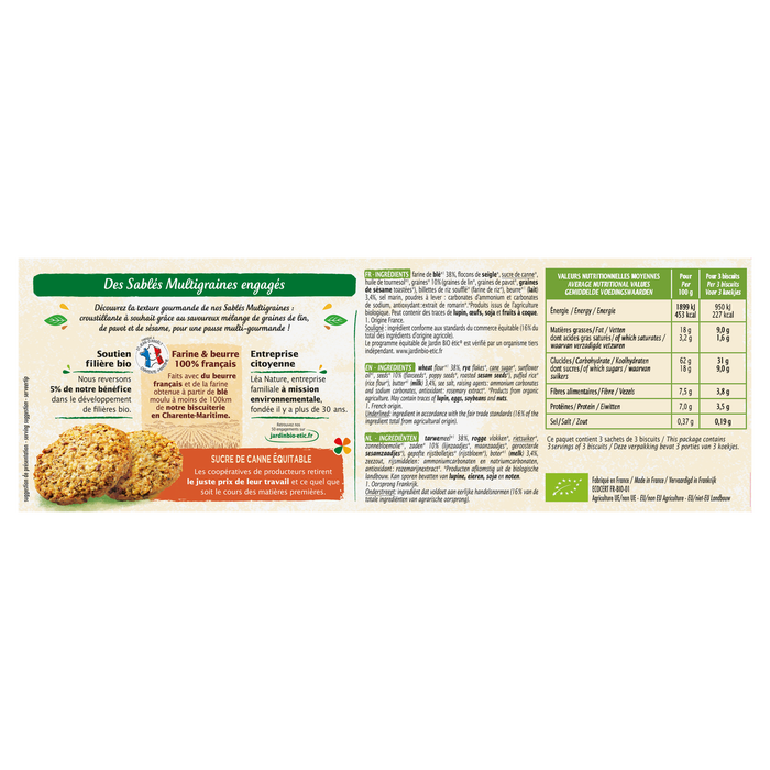 Boho Cosmetics Sablés Multigraines Bio - Jardin Bio Étic