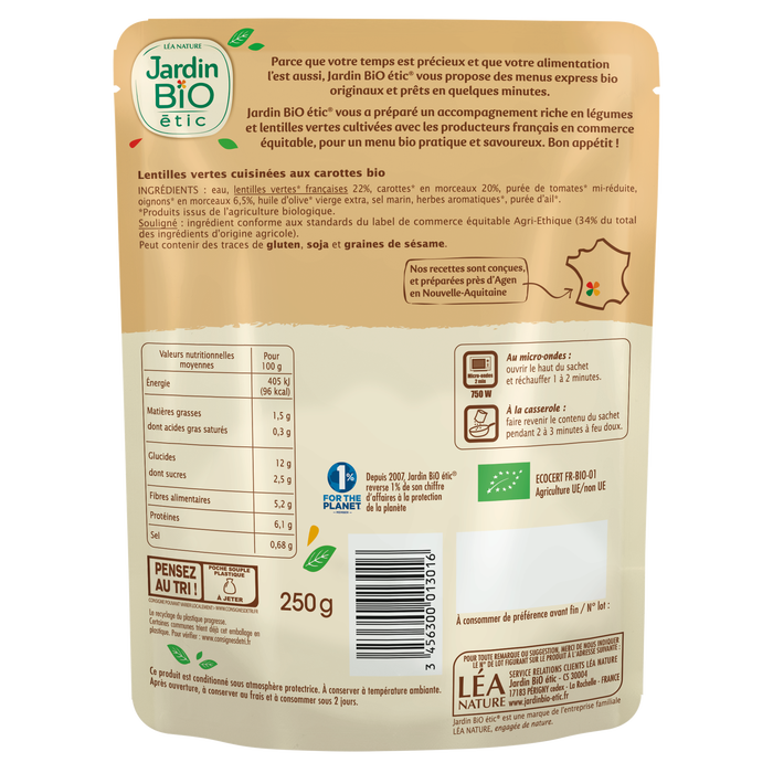 Boho Cosmetics Sachet Express Lentilles Vertes Carottes Aux Petits Oignons - Jardin Bio Étic