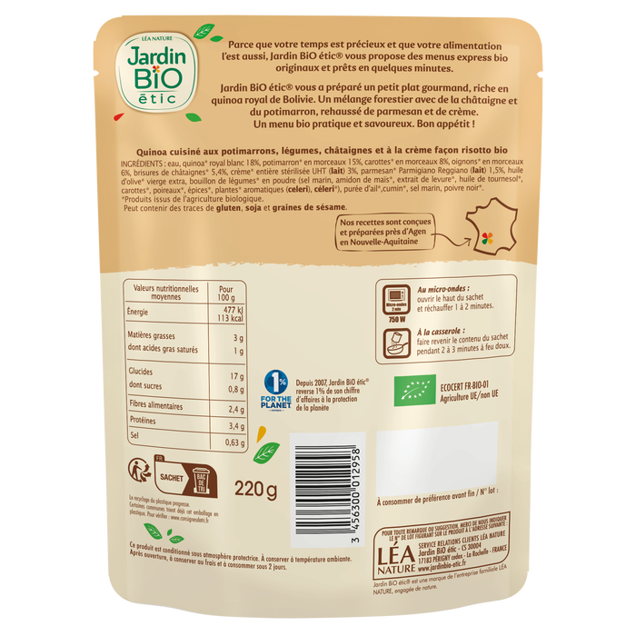 Boho Cosmetics Sachet Express Quinotto Potimarron Châtaigne Parmesan - Jardin Bio Étic