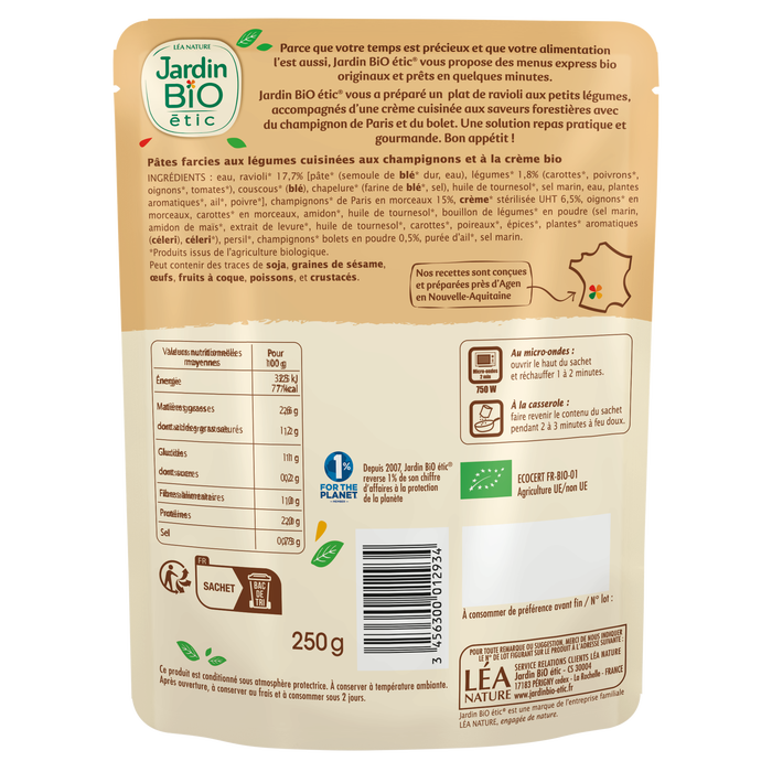 Boho Cosmetics Sachet Express Ravioli Champignons à La Crème - Jardin Bio Étic