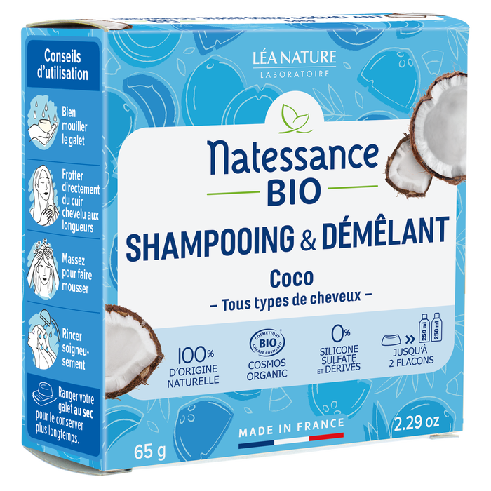 Boho Cosmetics Shampooing Solide 2 En 1 Coco - Natessance Bio