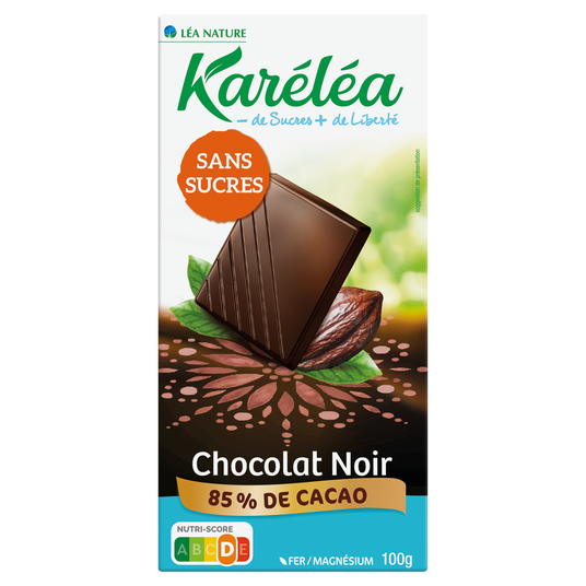 boho cosmetics Tablette de Chocolat noir 85% Cacao sans sucres - Karelea