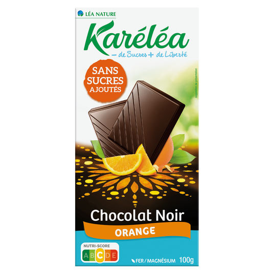 boho cosmetics Tablette de Chocolat Noir Orange sans sucres ajoutés - Karéléa